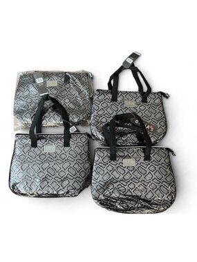 Lot of 4 Lunch Tote Bag Gray Silver Metallic Insulated Double Handles NWT Delias